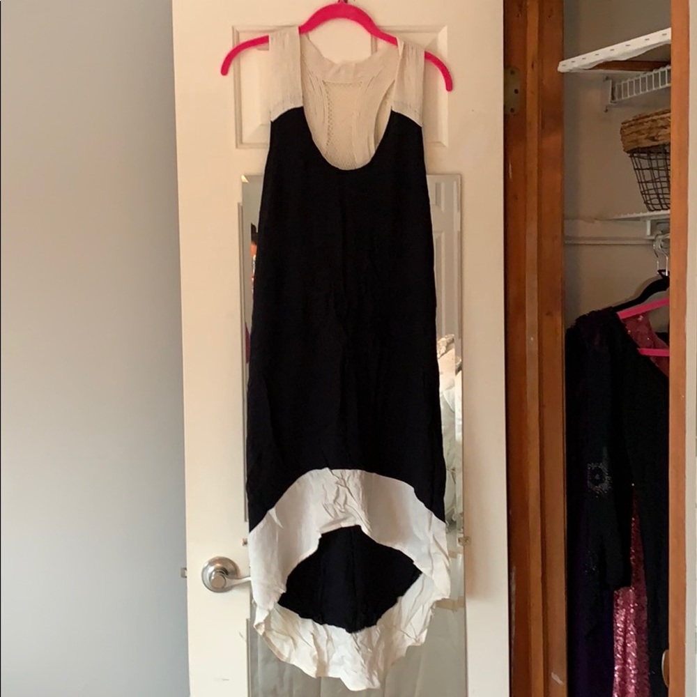 Black and cream crochet dress